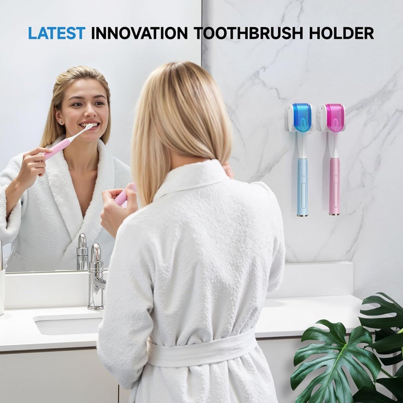 EKOTTOK Toothbrush Holders for Bathrooms【Upgrade Single Slot Design】 Toothbrush Holder Wall Mounted with Cover Moisture-Proof and Dust-Proof Toothbrush Storage Organizer for Shower Family and Travel 2PCS - Image 3